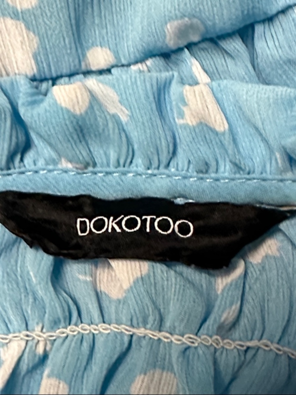 Dokotoo Summer Smocked Long Sleeve Baby Blue V Neck Fully Lined Blouse 2XL EUC! - Picture 3 of 8